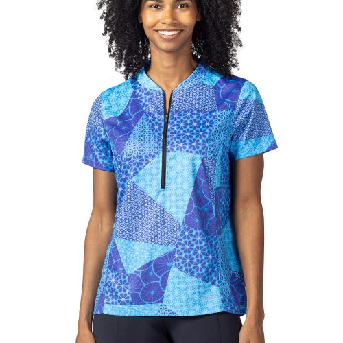 Terry Actif Bike Jersey in Quiltawhirl Blue Colorway